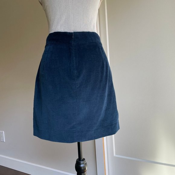 Blue Cord Short Skirt 90s Hip Side Button Pockets - Picture 6 of 9